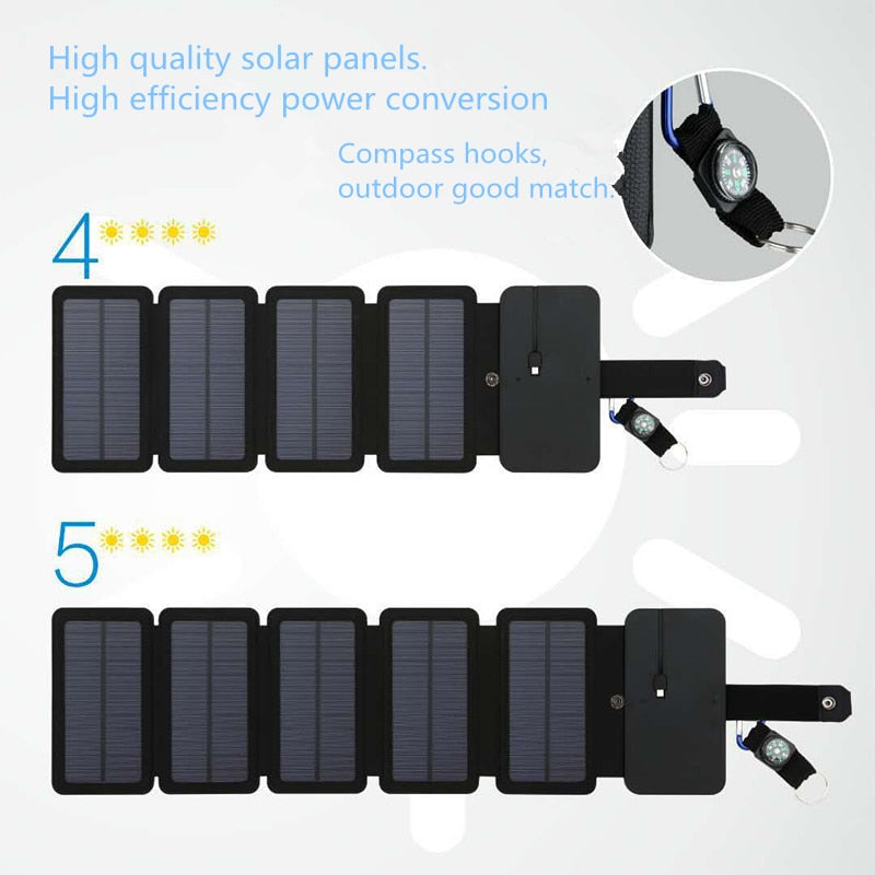 Sun Folding 10W Solar Cells Charger 5V 2.1A USB Output Devices Portable Solar Panels for Smartphones