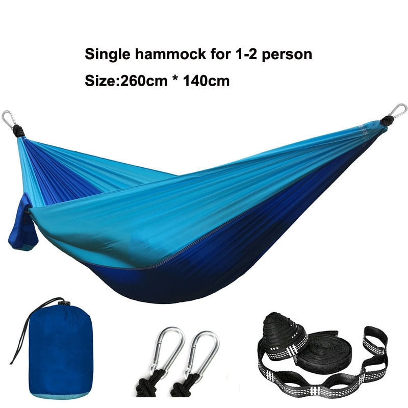 Solid Color Parachute Hammock with Hammock straps and Black carabiner Camping Survival travel Double Person outdoor furniture