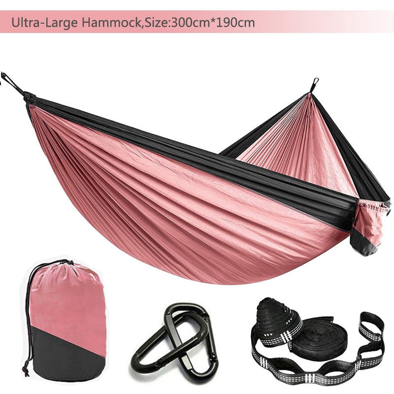 Solid Color Parachute Hammock with Hammock straps and Black carabiner Camping Survival travel Double Person outdoor furniture