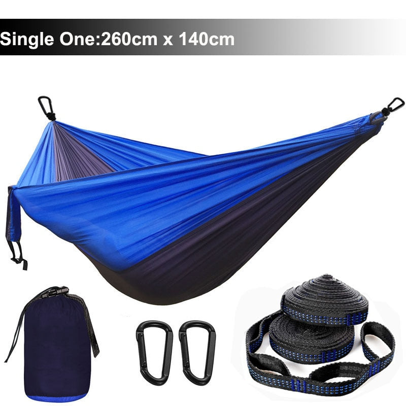 Solid Color Parachute Hammock with Hammock straps and Black carabiner Camping Survival travel Double Person outdoor furniture