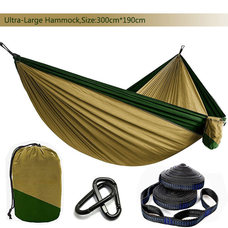 Solid Color Parachute Hammock with Hammock straps and Black carabiner Camping Survival travel Double Person outdoor furniture