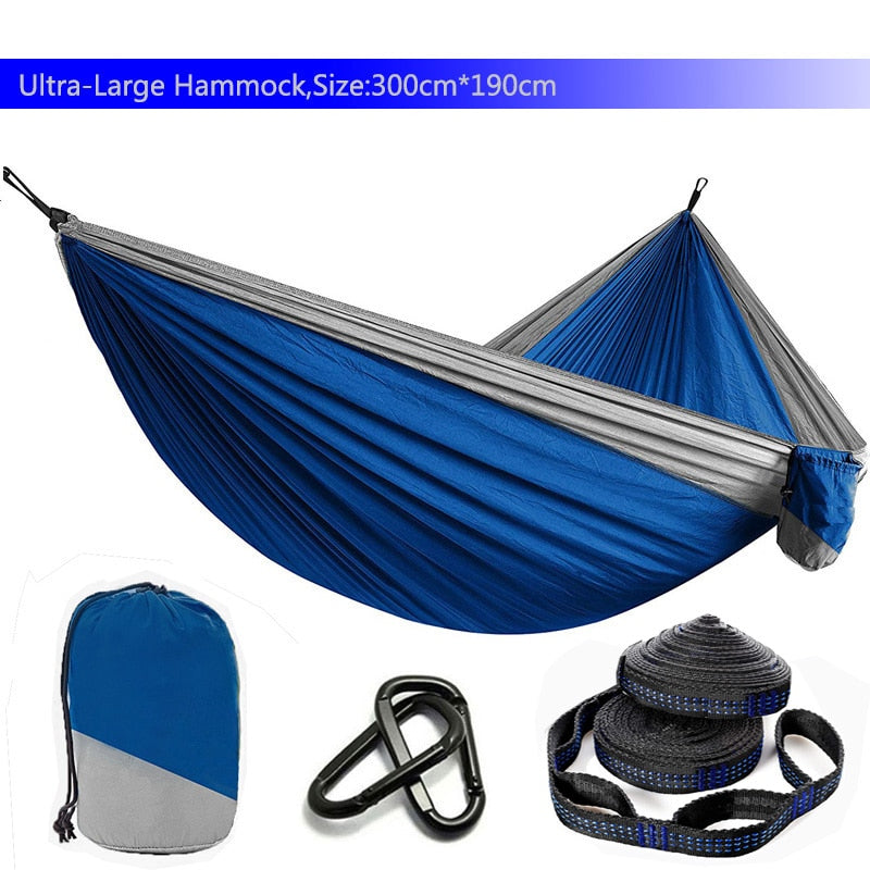 Solid Color Parachute Hammock with Hammock straps and Black carabiner Camping Survival travel Double Person outdoor furniture