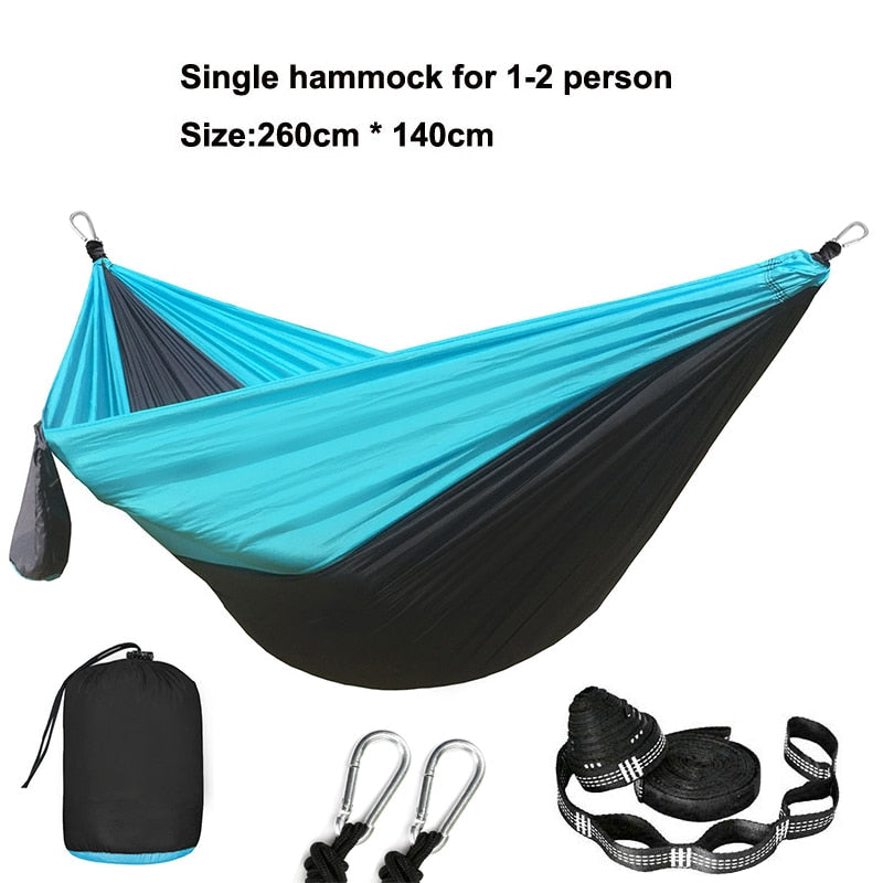 Solid Color Parachute Hammock with Hammock straps and Black carabiner Camping Survival travel Double Person outdoor furniture