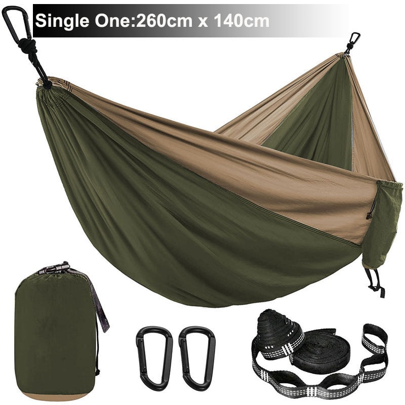 Solid Color Parachute Hammock with Hammock straps and Black carabiner Camping Survival travel Double Person outdoor furniture