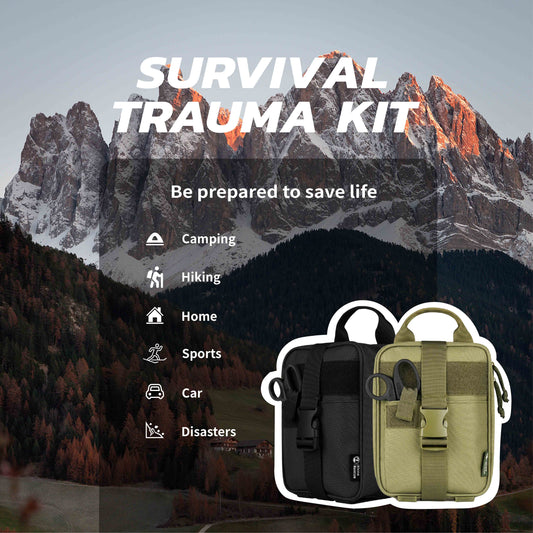 Rhino First Aid Survival Kit Tactical IFAK Pouch Supplied Camping Kit with 21 EMT Items for Military Emergency Outdoors