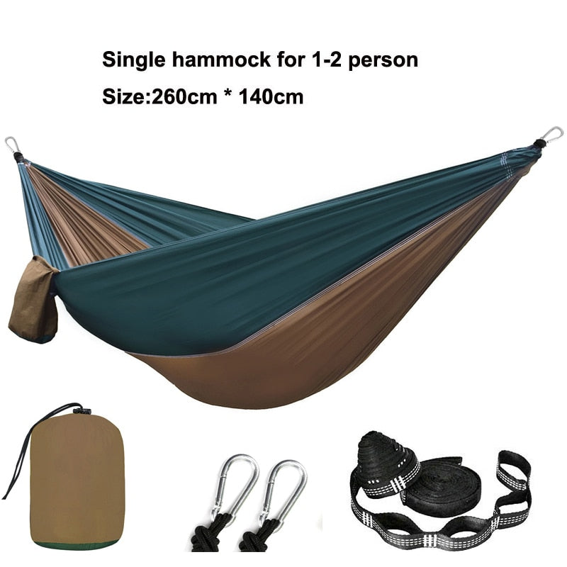 Solid Color Parachute Hammock with Hammock straps and Black carabiner Camping Survival travel Double Person outdoor furniture