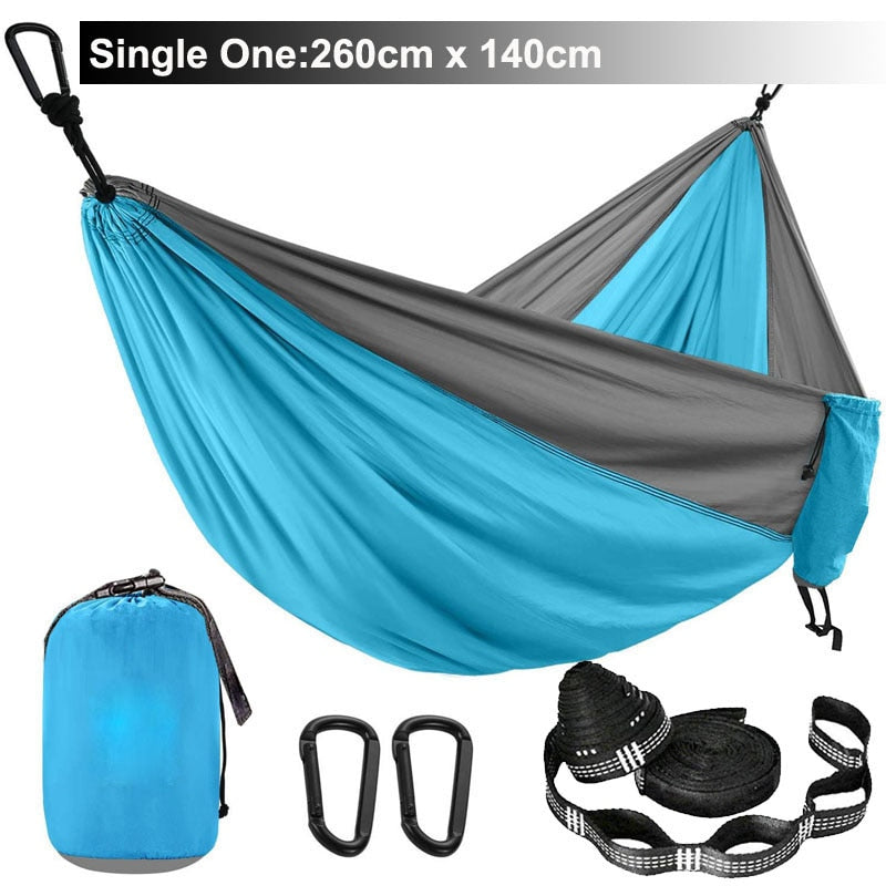 Solid Color Parachute Hammock with Hammock straps and Black carabiner Camping Survival travel Double Person outdoor furniture