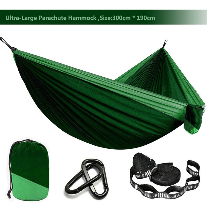 Solid Color Parachute Hammock with Hammock straps and Black carabiner Camping Survival travel Double Person outdoor furniture