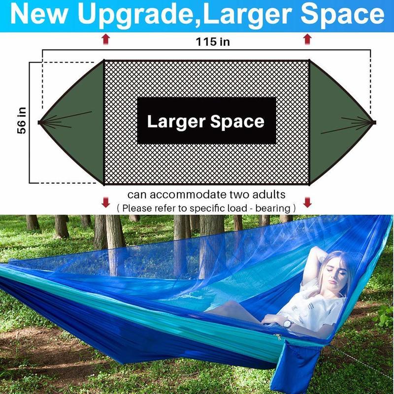 Camping Hammock Mosquito Net and Hammock Canopy Portable Nylon Hammock Rain Fly Tree Straps for Hiking Camping Survival Travel