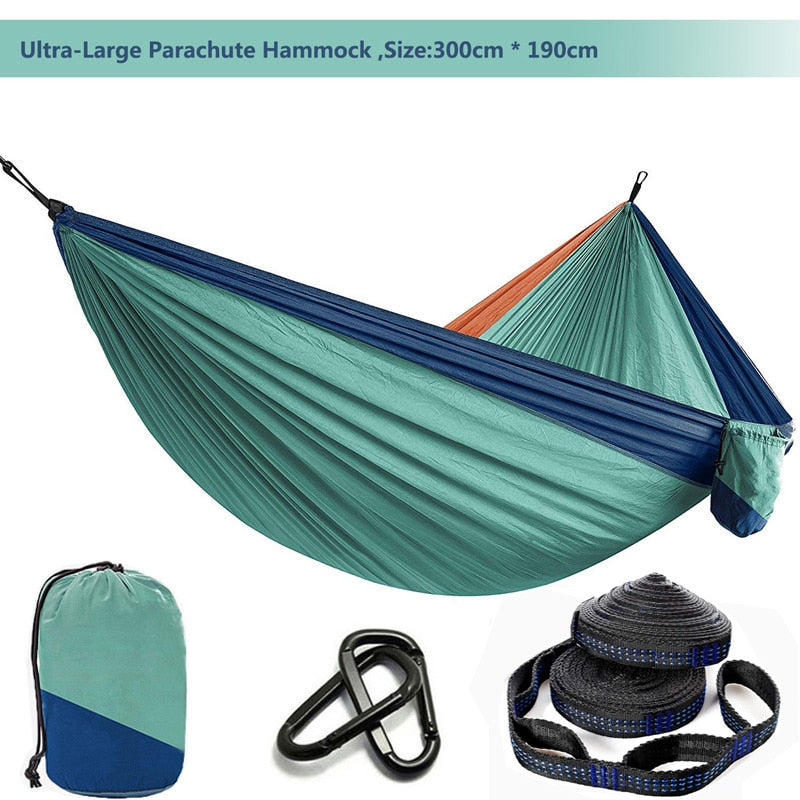 Solid Color Parachute Hammock with Hammock straps and Black carabiner Camping Survival travel Double Person outdoor furniture