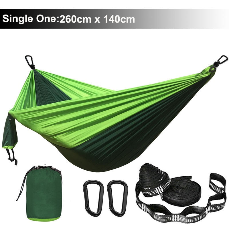 Solid Color Parachute Hammock with Hammock straps and Black carabiner Camping Survival travel Double Person outdoor furniture