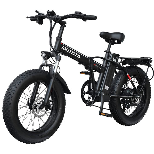 Electric Bike 1000W 20 Fat Tire Folding Electric Bicycle 48V 12.8AH Removable Lithium Battery 7-Speed Lockable Fork Suspension